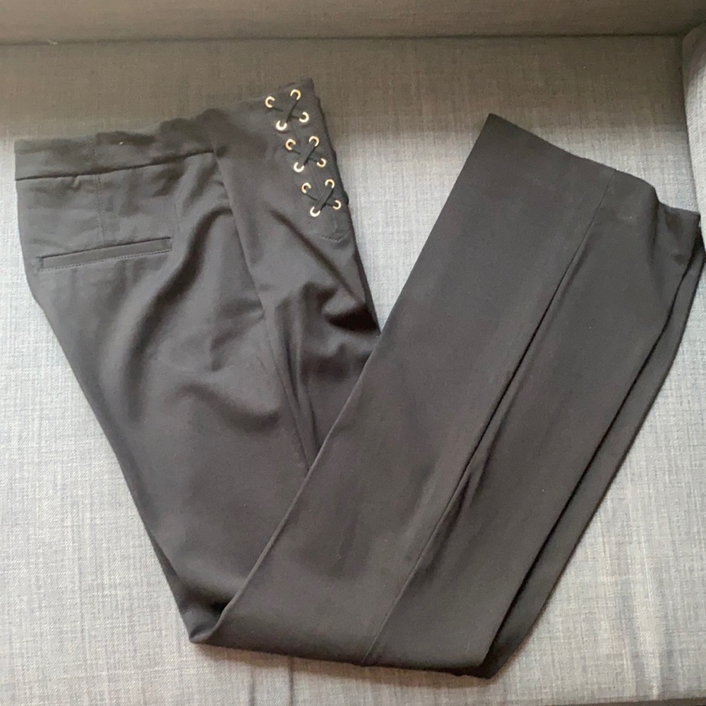 Slim fit flare pants with cross cross detail